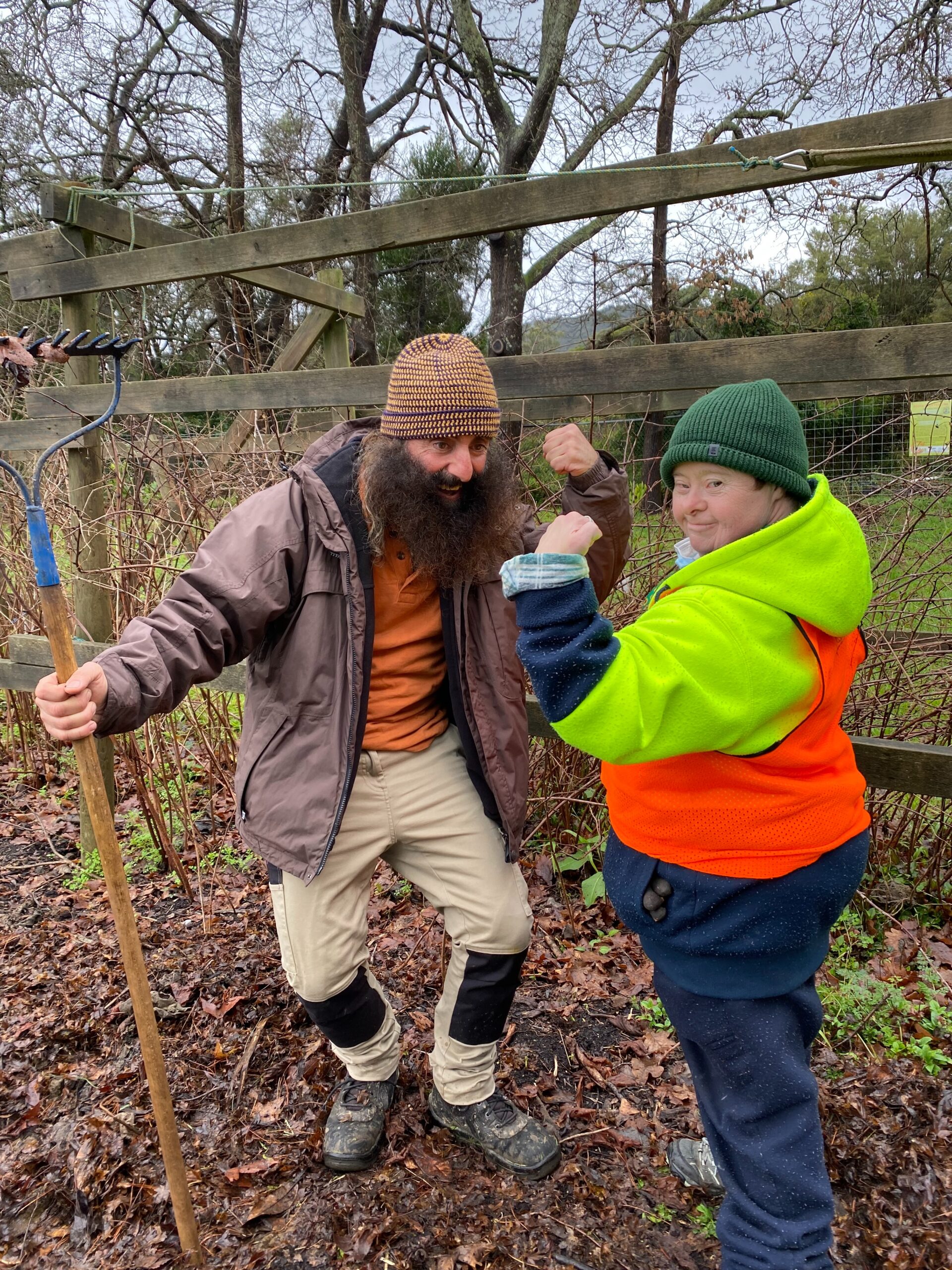 Muray and Costa from Gardening Australia working at EcoSS in Lilydale